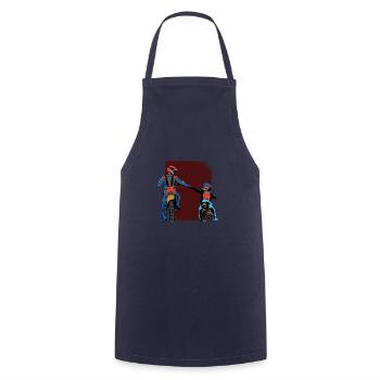Papa and Son Motocross - Tablier de cuisine - marine - Devant - AI Model Male 185 dark (185cm)