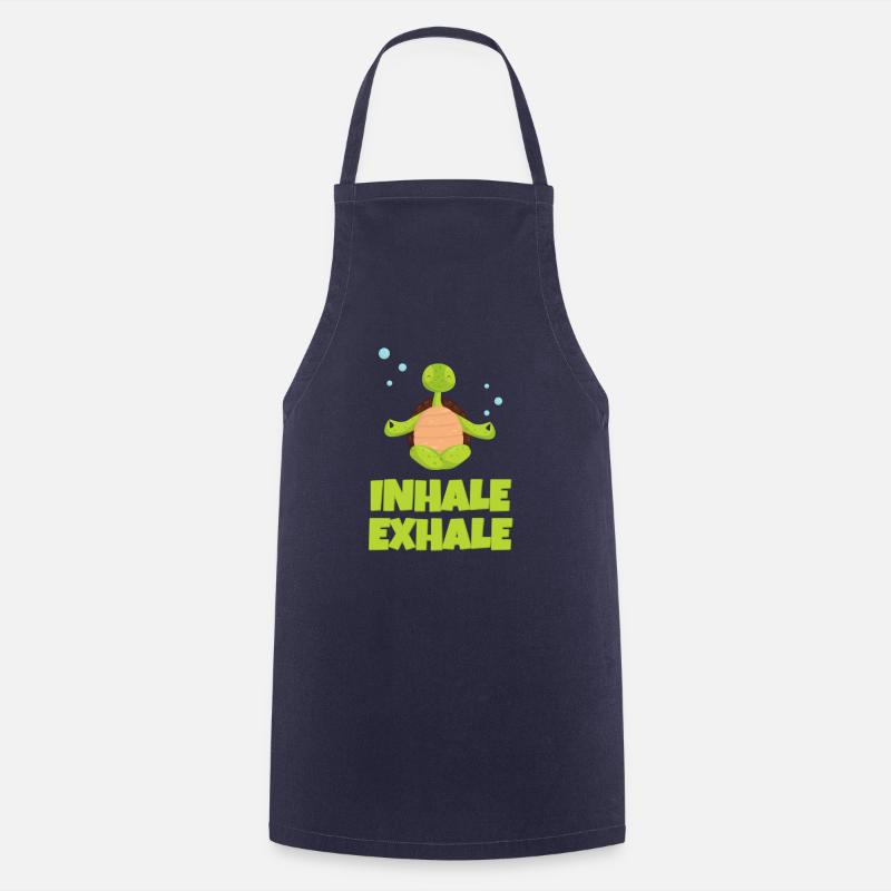 Meditating Turtle - Cooking Apron - navy