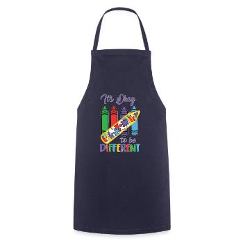 It's Okay To Be Different - Autism Puzzle ASD - Cooking Apron - navy - Front - AI Model Male 185 dark (185cm)