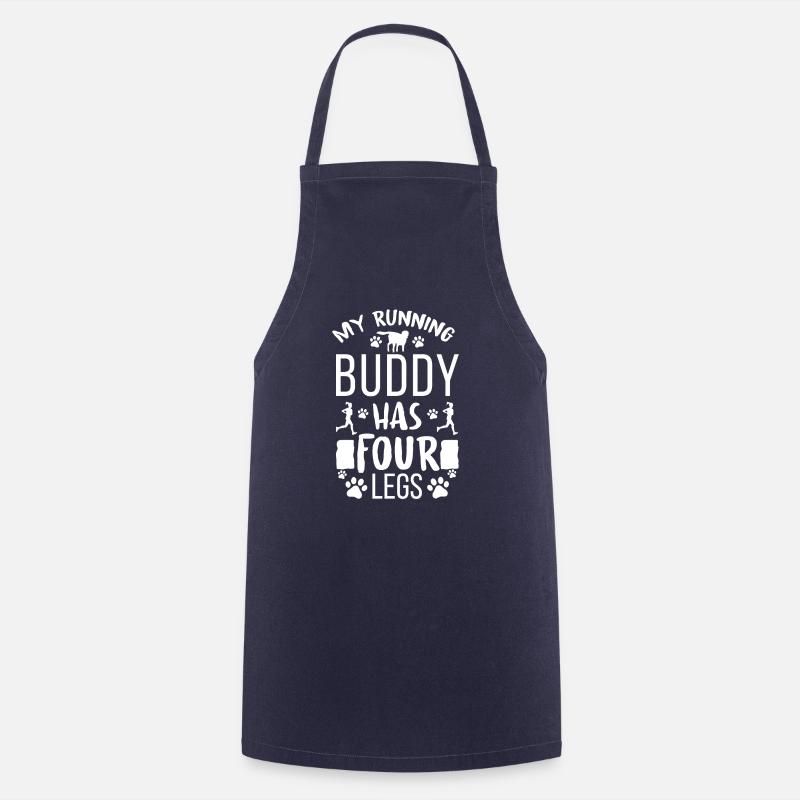 My Running Buddy Has Four Legs - Exercise Dog - Cooking Apron - navy