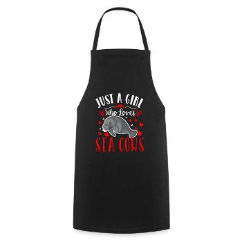 Just A Girl Who Loves Sea Cows - Manatee Funny - Cooking Apron - black - Front - AI Model Male 185 dark (185cm)