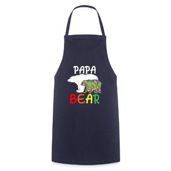 Papa Bear - Unique Autism Support Autistic Father - Cooking Apron - navy - Front - AI Model Male 185 dark (185cm)