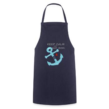 Keep calm and say moin. Maritime anchor heart sea - Cooking Apron - navy - Front - AI Model Male 185 dark (185cm)