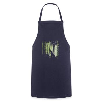 Forest Howling Wolf Silhouette - Cooking Apron - navy - Front - AI Model Male 185 dark (185cm)