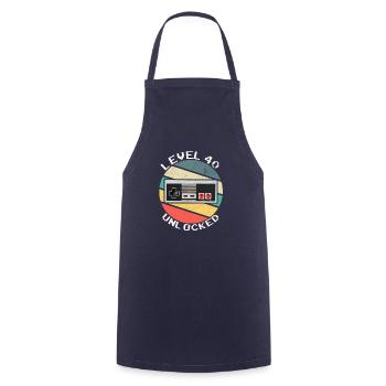 40 Birthday Level 40 unlocked gamer Fourty years O - Cooking Apron - navy - Front - AI Model Male 185 dark (185cm)