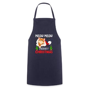 CHRISTMAS - MEOW MEOW MERRY CHRISTMAS CAT - Cooking Apron - navy - Front - AI Model Male 185 dark (185cm)
