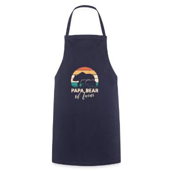 Papa ours de jumeaux cadeau de fête des pères enfants - Tablier de cuisine - marine - Devant - AI Model Male 185 dark (185cm)