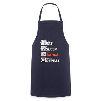 eat sleep manga repeat - Kochschürze - Navy - Vorne - AI Model Male 185 dark (185cm)