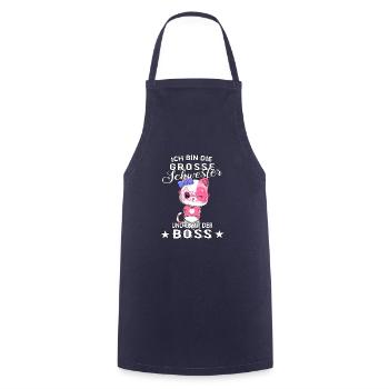 Ich bin die große Schwester somit der Boss - Kochschürze - Navy - Vorne - AI Model Male 185 dark (185cm)