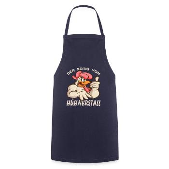 Hühner Geschenk König vom Hühnerstall Huhn - Kochschürze - Navy - Vorne - AI Model Male 185 dark (185cm)