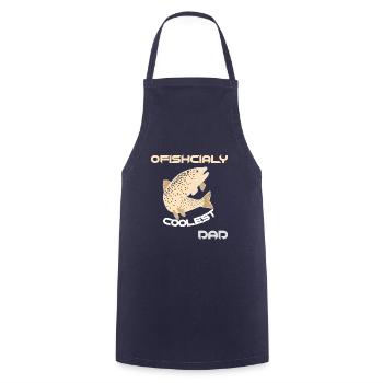 Fisch Fischer Bachforelle Forelle Papa Angler - Kochschürze - Navy - Vorne - AI Model Male 185 dark (185cm)