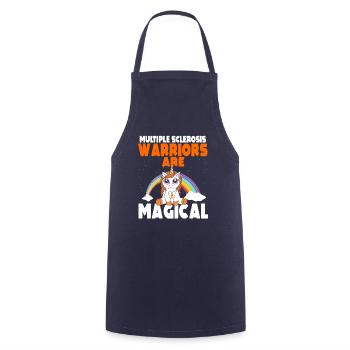 Multiple Sclerosis Magical Unicorn Orange Ribbon - Cooking Apron - navy - Front - AI Model Male 185 dark (185cm)