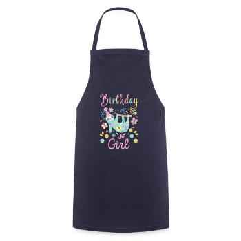 Girl Birthday Sloth Floral Sloths Lover - Cooking Apron - navy - Front - AI Model Male 185 dark (185cm)