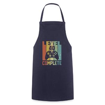 Level 40 complete Birthday Shirt Gift - Cooking Apron - navy - Front - AI Model Male 185 dark (185cm)