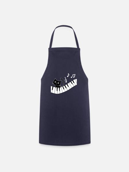 Piano Katze Klavier I lustige Tiere | Musik - Kochschürze - Navy