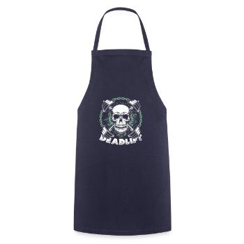 Skull Deadlift Barbell Gym Workout Fitness - Cooking Apron - navy - Front - AI Model Male 185 dark (185cm)
