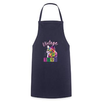 Birthday 1993 93 Vintage Cat Vintage Gift - Cooking Apron - navy - Front - AI Model Male 185 dark (185cm)
