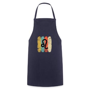 Leo Zodiac Sign Horoscope Retro Bday Gift - Cooking Apron - navy - Front - AI Model Male 185 dark (185cm)