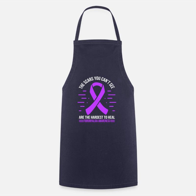 Survivant de la fibromyalgie Ruban violet de fibromyalgie - Tablier de cuisine - marine
