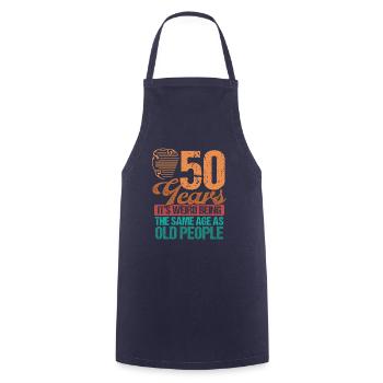 Cadeau de 50e anniversaire pour hommes drôles de 50 ans - Tablier de cuisine - marine - Devant - AI Model Male 185 dark (185cm)