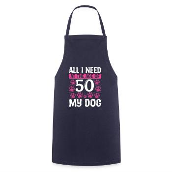 Chien de 50 ans Maman Chien Papa 50e anniversaire - Tablier de cuisine - marine - Devant - AI Model Male 185 dark (185cm)