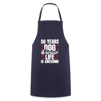 Chien de 50 ans Chien Maman Chien Papa 50e anniversaire - Tablier de cuisine - marine - Devant - AI Model Male 185 dark (185cm)