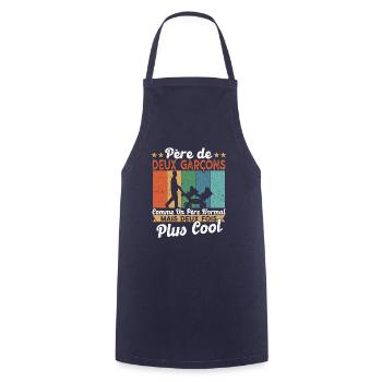 Père De Deux Garcons Papa Fête Des Pères - Tablier de cuisine - marine - Devant - AI Model Male 185 dark (185cm)