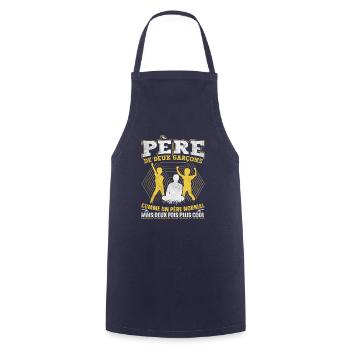 Père De Deux Garcons Papa Fête Des Pères - Tablier de cuisine - marine - Devant - AI Model Male 185 dark (185cm)