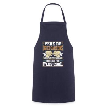 Père De Deux Garcons Papa Fête Des Pères - Tablier de cuisine - marine - Devant - AI Model Male 185 dark (185cm)