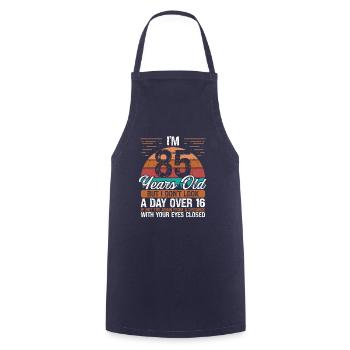 85 Birthday Day over 16 Vintage 85 Years Old - Cooking Apron - navy - Front - AI Model Male 185 dark (185cm)