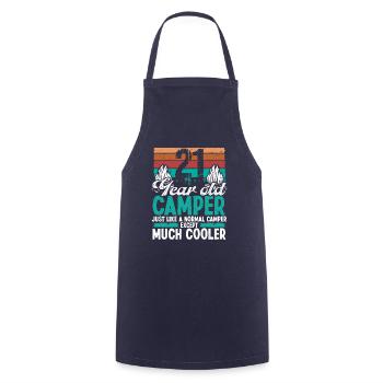 21 Year Old Camper Scouting Camping 21 Birthday - Cooking Apron - navy - Front - AI Model Male 185 dark (185cm)