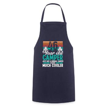 46 Year Old Camper Scouting Camping 46 Birthday - Cooking Apron - navy - Front - AI Model Male 185 dark (185cm)