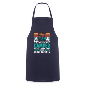 57 Year Old Camper Scouting Camping 57 Birthday - Cooking Apron - navy - Front - AI Model Male 185 dark (185cm)