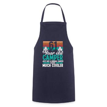 61 Year Old Camper Scouting Camping 61 Birthday - Cooking Apron - navy - Front - AI Model Male 185 dark (185cm)