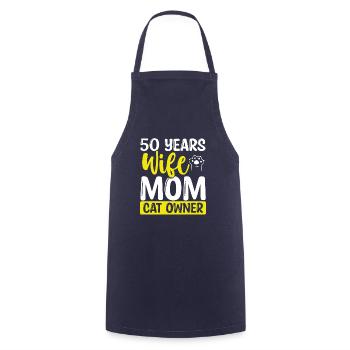 50 Year Old Wife Cat Mother 50th Birthday Cat Mom - Cooking Apron - navy - Front - AI Model Male 185 dark (185cm)