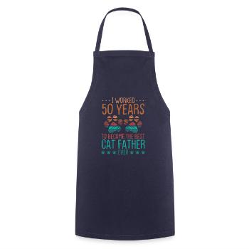 50 Year Old Dad 50 Years Cat Father 50th Birthday - Cooking Apron - navy - Front - AI Model Male 185 dark (185cm)