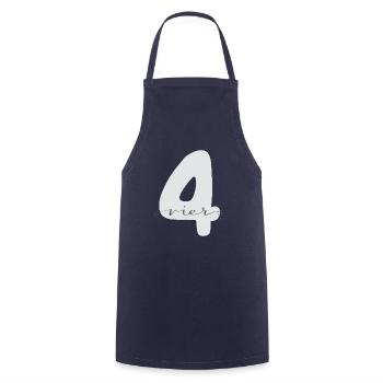 Vier Zahl mit Lettering 4. Geburtstag - Kochschürze - Navy - Vorne - AI Model Male 185 dark (185cm)