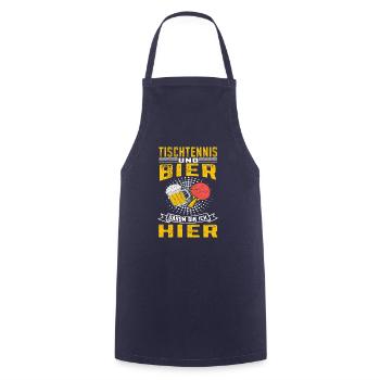 Tischtennis und Bier darum bin ich hier Ping Pong - Kochschürze - Navy - Vorne - AI Model Male 185 dark (185cm)