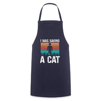 Amputated Leg Survivor saving a Cat Leg Amputee - Cooking Apron - navy - Front - AI Model Male 185 dark (185cm)