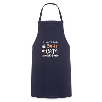 Life is better with a Coffee Cats and Books Cat - Kochschürze - Navy - Vorne - AI Model Male 185 dark (185cm)