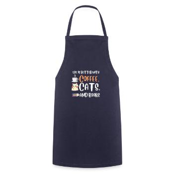 Life is better with a Coffee Cats and Books Cat - Cooking Apron - navy - Front - AI Model Male 185 dark (185cm)