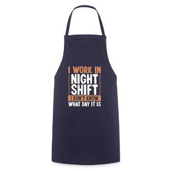 Night Shift Factory Worker Humor Production Job - Cooking Apron - navy - Front - AI Model Male 185 dark (185cm)