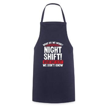 Night Shift Worker Funny Factory Worker Humor - Cooking Apron - navy - Front - AI Model Male 185 dark (185cm)