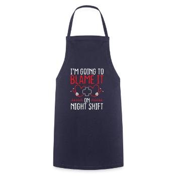 Nurse Appreciation Blame it on Night Shift Nursing - Cooking Apron - navy - Front - AI Model Male 185 dark (185cm)