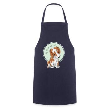Shy cute puppy is my best friend - Cooking Apron - navy - Front - AI Model Male 185 dark (185cm)