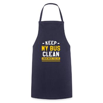Keep My Bus Clean I Know Where You Live School Bus - Cooking Apron - navy - Front - AI Model Male 185 dark (185cm)