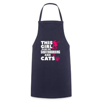 This Girl Runs On Skateboarding And Cats Skateboard - Cooking Apron - navy - Front - AI Model Male 185 dark (185cm)