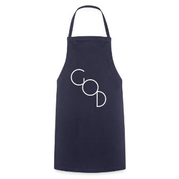 "just" GOD - "einfach" Gott das Bekenntnisdesign - Kochschürze - Navy - Vorne - AI Model Male 185 dark (185cm)