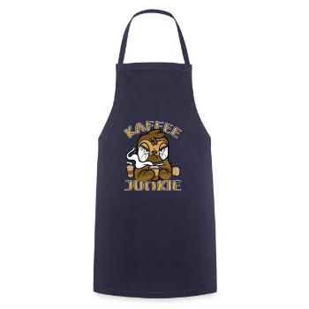 Kaffee Junkie böses Faultier - Kochschürze - Navy - Vorne - AI Model Male 185 dark (185cm)