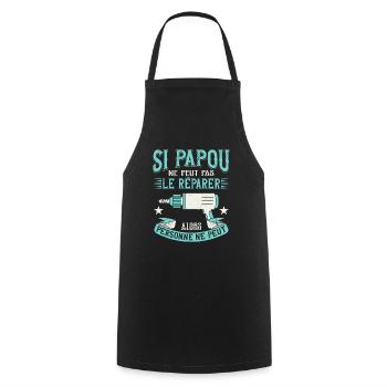 Papou Bricoleur Fete Des Grand Pères Papy - Tablier de cuisine - noir - Devant - AI Model Male 185 dark (185cm)